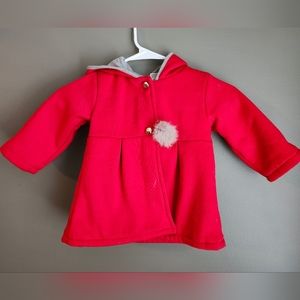 Bunny Ears Toddler Girl's Dress Coat Red/ Gray 2/3 years